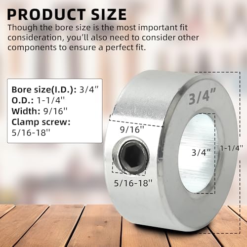 TonGass 4-Pack Zinc Plated Carbon Steel 3/4" Bore Shaft Collar Set, Screw Style Bore Shaft Collar with 3/4" Bore Size, 1-1/4" Outer Diameter and 9/16" Width Suitable for Automotive and Industrial Use - 1
