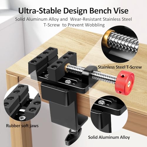 Image of ArtyMaster Mini Drill Press Vise with Rubber Soft Jaws, 0-2.48 inch Clamping Range Mini Vice Clamp for Crafts, Jewelry Making, Modeling and Repairs, Precision Aluminum Small Vise for Small Projects