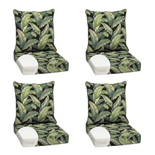 Image of Arden Outdoor Foam Deep Seat Cushion Set, 4-Pack, 24x24, Premium High-Density Foam, Never Flattens, Weather-Proof for Patio Chair Sofa Couch, Onyx Cebu