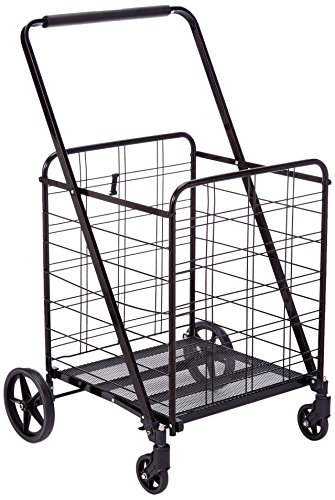 Uniware 360 Degree Wheel Folding Super Jumbo Shopping Cart 42 X 25 X 22 Inch (Black) [1203]