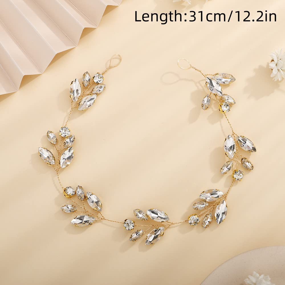 HONGMEI Tocado De Novia Con Diamantes De Imitación Para Boda, Piezas De Pelo De Cristal De Hoja, Tocados Laterales De Novia, Accesorios Para El Cabello De Boda Para Mujeres (plateado