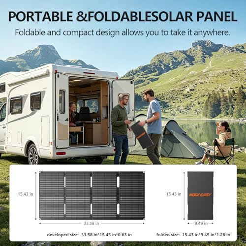 Image of HOWEASY Portable Power Station with Foldable 60W Solar Panel,260W Solar Generator with PD 65W,110V Pure Sine Wave AC Outlet for Outdoor Camping Trip Home Backup Emergency