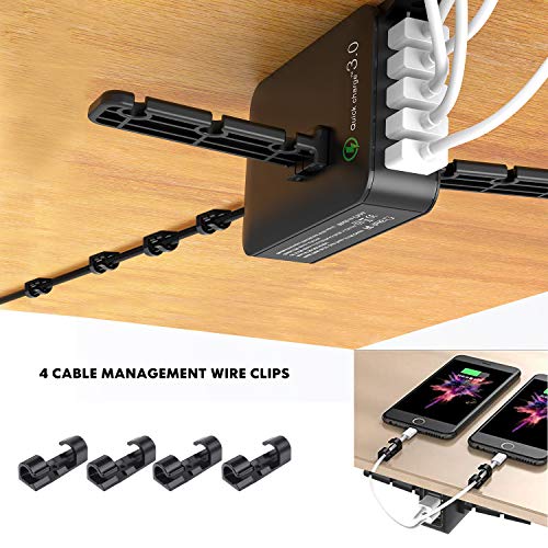 Yostyle Headphone Stand with USB Charger,Under Desk 5 USB Port QC3.0 Quick Charging Station & Headset Hanger and Mount with Cable Organizer,USB-A and QC 3.0 | Gaming, Computer, and PC Accessory - Thumbnail 3