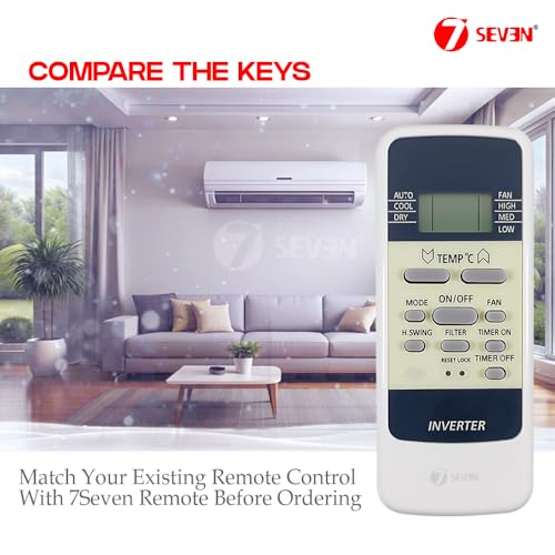 Image of 7SEVEN Compatible for Hitachi AC Remote Control Model RAW318KUD 137B Suitable for Window 1.5 Ton Air Conditioner 3 Star remotes - Match Keys Exactly to Replicate Genuine Remote Function