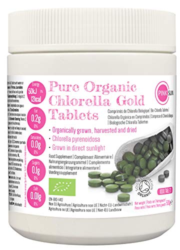 Chlorella Bio Tabletten 1000 x 500mg (oder 300 tabs) Pyrenoidosa Zellwandgebrochen Presslinge Natürlich Alge Vegan Vegetarisch Glutenfrei