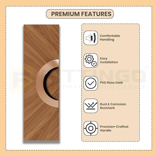 Image of 64mm PVD Rose Gold Cabinet Handle 1327 Half Round Shape - Compact Zinc Alloy Pull for Kitchen Cabinets, Drawers, Cupboards and Wardrobes, Modern Heavy Duty Furniture Handle - Pack of 4