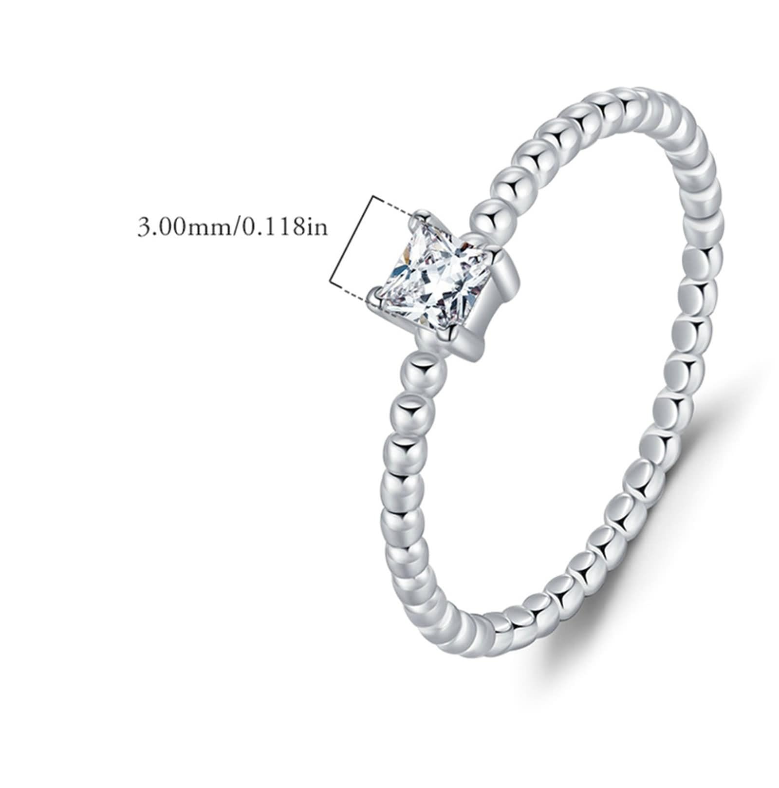 Anillo nupcial para mujer, anillo de compromiso de oro blanco 9 K/14 K, redondo con moissanita blanca cuadrada