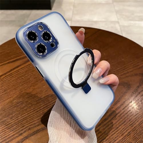 Coque béquille de chargement sans fil iPhone 14 Pro Max étui transparent mat bleu marine