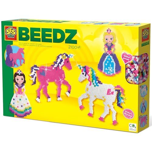 SES Creative | Kit Perles à Repasser Licorne et Princesse | Activité Manuelle Fille 5 Ans+ | Plaque Princesse + Cheval | Jouet Créatif Enfant | Idée Cadeau Bricolage...