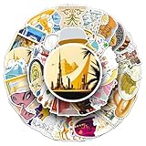 50pcs Middle East Travel Stickers,Famous City Landmark Stickers Pack of Interest Waterproof Vinyl Decals for...