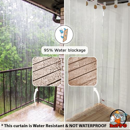 Image of HIPPO 230 GSM Outdoor Sun Blocking Balcony Loop Curtains Sun & UV Protection, Light Filtering 4.5FTX4.5FT Window Curtain (Arctic-White)