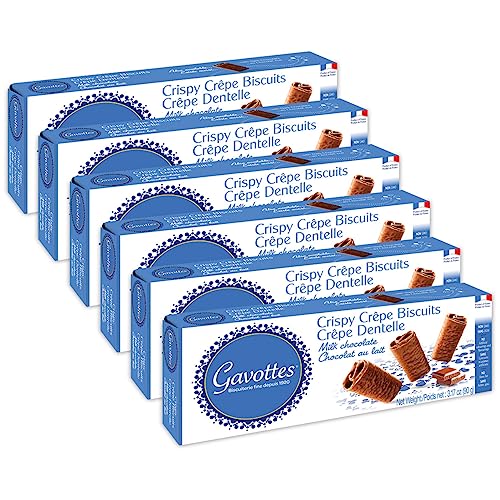 Gavottes French Milk-Chocolate-Covered Mini Crispy Crepes 6 Pack | Ready to eat Crispy Crepes | Crispy Crepes From France | Mini Chocolate Covered Crispy Crepes (6 Packs of 18 | 6x3.17oz/90g)