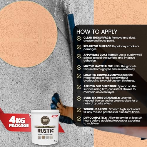Image of The Decor Co. Marble Texture Wall & Floor Paint with 3D Designer Stone and Granite Luxury Finish Washable Water Resistant Acrylic Emulsion for Interior Exterior Home Decor DIY (1Pc, Light Beige, 4kg)