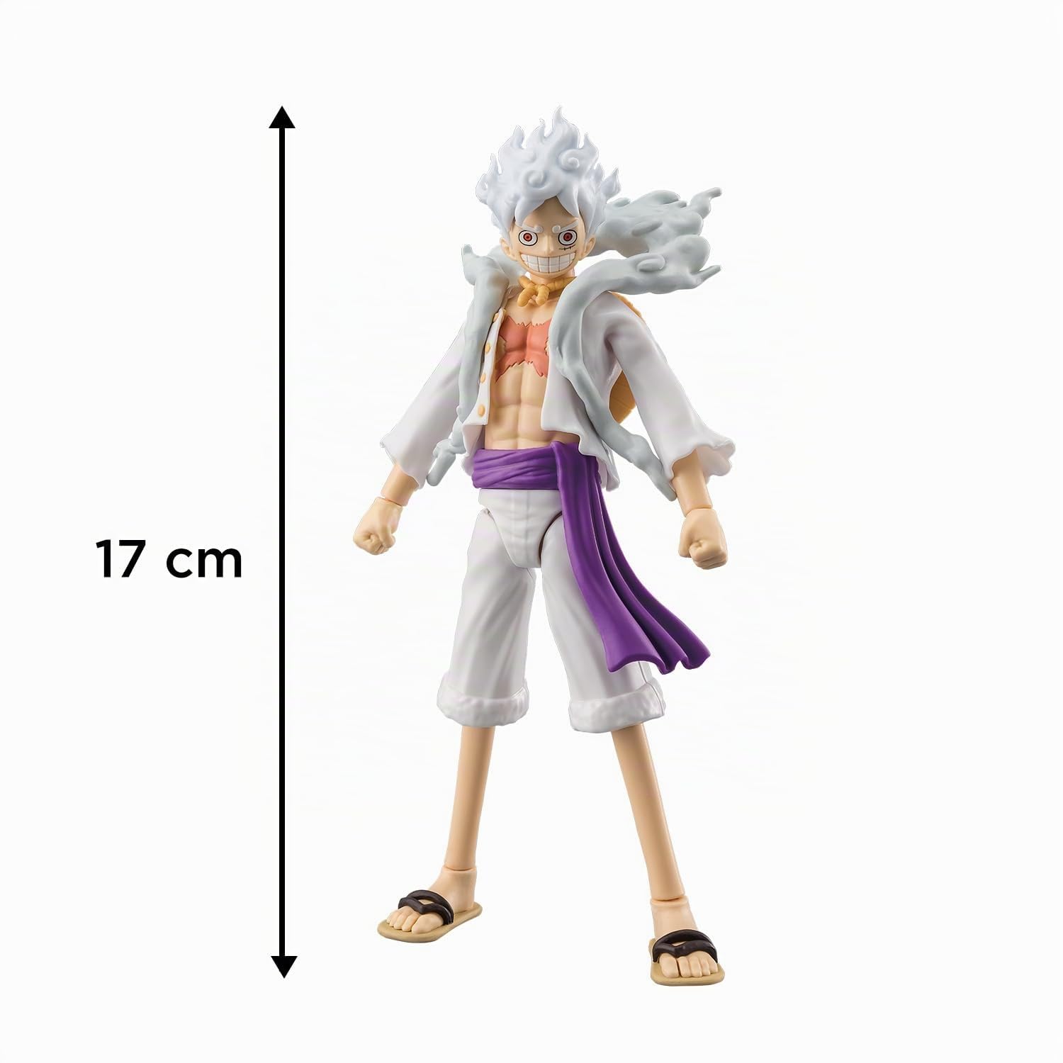 BANDAI – Anime Heroes – One Piece – Action figure 17 cm Monkey D. Rufy Gear 5 – Licenza ufficiale One Piece – Action figure snodata Luffy – Giocattolo per bambini dai 4 anni in su – 37054