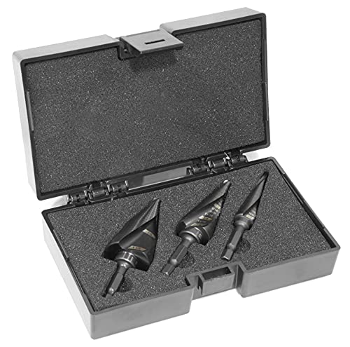 WEN DB149X 3-Piece Impact-Duty Titanium Step Drill Bit Set with #1, #4, and #9 Step Drill Bits