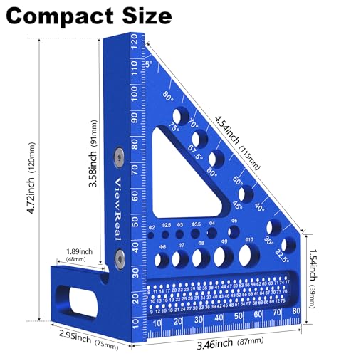 Équerre de charpentier en aluminium compacte à règle multi-angles 3D et pivot sécurisé - 2
