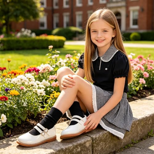 Image of GINFIVE Toddler Girls Mary Jane School Oxford Dress Flat Shoes for Wedding