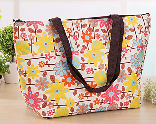 KolorFish Oxford Cloth Insulated Lunch Bag, Reusable Tote Bag Cooler/Picnic Bag for Women Adults (45X28X16cm) Yellow Flower (B07VCJLJH2) Amazon Price History, Amazon Price Tracker