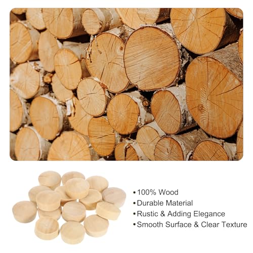 Image of uxcell 16Pcs Wood Button Plugs, 18.5mm /0.73 inch Flat Head Hardwood Screw Hole Plug Wooden Caps Buttons Wood Plug for Furniture Woodworking Craft Decor (20mm x 18.5mm)