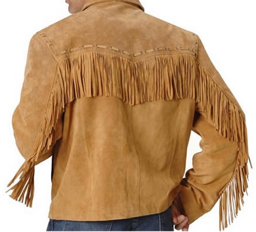 Classyak Western Leather Jacket Brown with Fringes Cowboy Tassles2