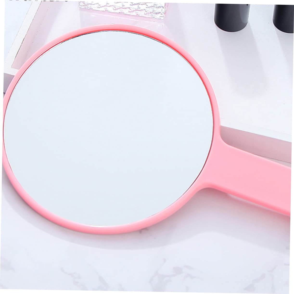 Minkissy Handspiegel Mit Griff – Kleiner Reisespiegel In Beige, Aus ABS & Glas