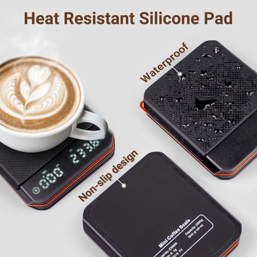 Coffee Scales, 3 Modes 0.1g High Precision Mini Coffee Scales with Timer, Espresso Scale with Auto Tare and Touch Sensor Button, USB Rechargeable Kitchen Scale, 2kg Max Weight, Black - Image 7