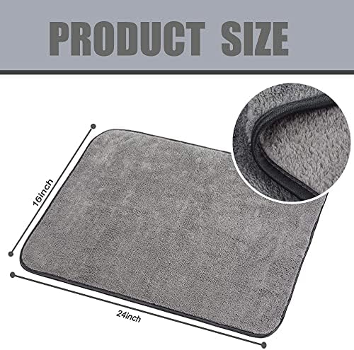 LIRITE Microfibre Car Cleaning Cloths Car Drying Towels Microfiber Cloth Car Wash Cloths for Polishing Washing Waxingand Detailing 380gsm 16 x 24inch, 3 Pack (Grey, 16x4inch)