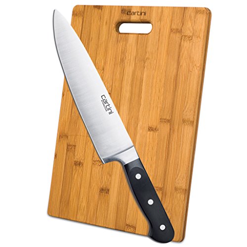 Godrej Cartini Kitchen & Catering Accessories (Bamboo Chopping Board Large +  Chef Knife Professional,  Pack of 2)