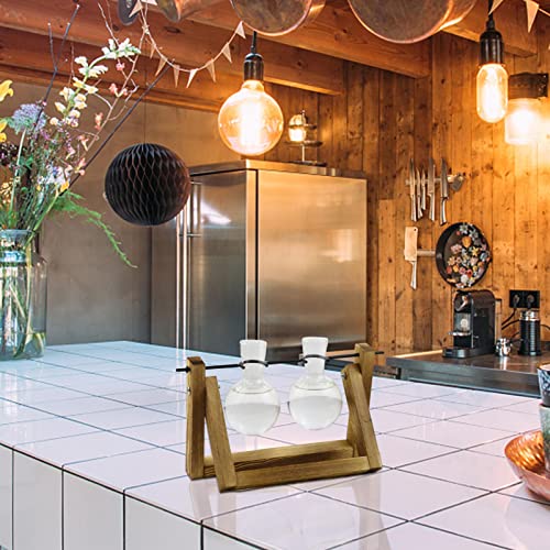 Suporte de madeira para plantas terrário transparente vaso decoração de mesa - decoração de escritór