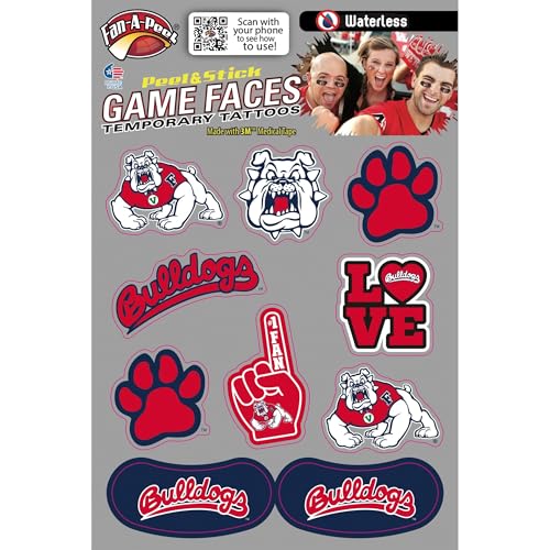 Fan-A-Peel Fresno State Bulldogs Waterless Temporary Peel & Stick Tattoo