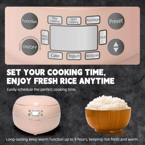 Image of Heart Shaped Pink Rice Cooker, Small Multifunctional Peach Heart Shape 300W High Power, Preset Timer, Automatic Heat Preservation, Cute Rice Cooker for New Year, Valentine's Day Gifts (Pastel Sakura)
