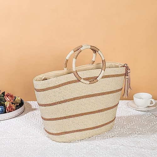 Bolso de playa tejido grande para mujer miniatura 4