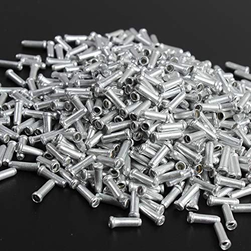 Bike Cable End Caps, Alloy Cable End Crimps, Bike Brake Cable End Tips For Road Mountain Bicycle, Silver, Pack Of 100 #TOP6