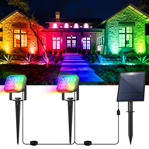 T-Sun Rgb Solar Spotlight Outdoor, Color Changing Spot Lights Ip65 Waterproof Garden Lights Lawn Light Outdoor Spotlight Auto On/Off For Garden Yard Lawn Path 2 In 1 #TOP21