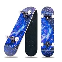 31 x 8 Zoll Komplettes Cruiser Skateboard für Anfänger - 8-Lagiger Ahornholz, ABEC-11 Kugellager, Double Kick Deck Concave für Jugendliche und Erwachsene (Blue-SK)