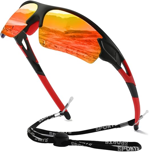 Las gafas de sol deportivas polarizadas yoofun para hombres, mujeres y jóvenes ofrecen comodidad con almohadillas de nariz de una sola pieza y material duradero de policarbonato. Con lentes polarizadas HD y protección UV400, son ideales para actividades al aire libre. Incluye accesorios como funda, cuerda y paño para gafas.