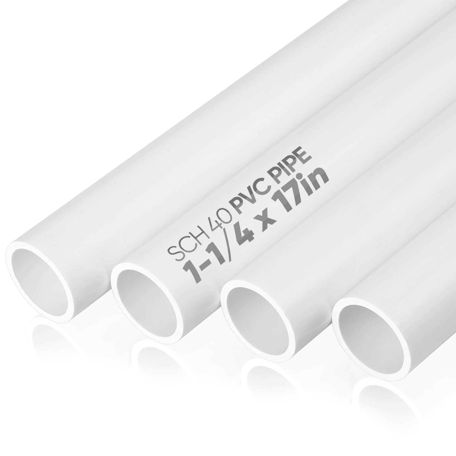 Douyudao White Schedule 40 Pvc Pipes, 4Pcs 1-1/4 Inch Pvc Pipe, 17" Long