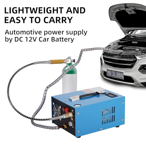 Image of PCP Air Compressor, 4500 Psi /30 MPa Scuba Tank Compressor, 12V DC /120V AC Power Supply, Built-in Power Converter, Suitable for PCP Air Rifles, Paintball, High-Pressure Tank Compressors