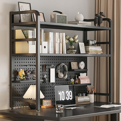 Computer Desktop Organizer Shelf Multifunctional 2 Tier Bookshelf For Home Office - Freestanding Storage Rack Display Shelf - 115x20x98cm