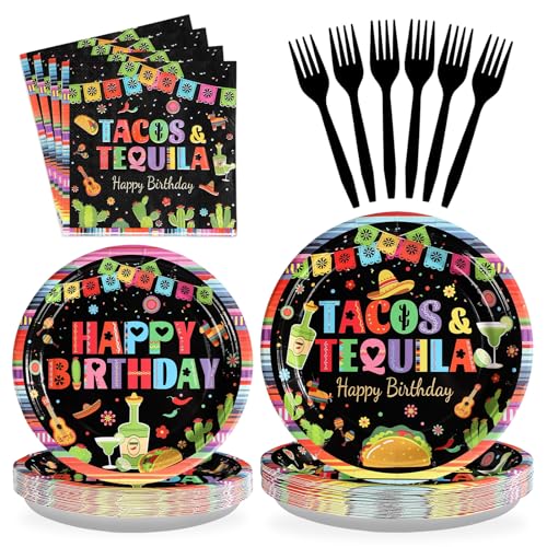 Grencian 96Pcs Taco and Tequila Birthday Party Decorations, Serves 24