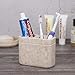 Creative Home Natural Champagne Marble Toothbrush Holder for Bathrooms, Rectangular Bathroom Countertop Organizer, Makeup Brush Holder, 5.5 x 2.6 x 4.5 Inch, Beige