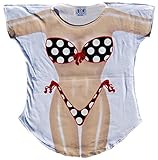 B&W Polka Dot Bikini Cover-Up T-Shirt Size L/XL