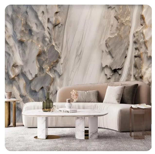 Papier peint luxe 3D effet marbre et pierre, un revêtement mural haut de gamme de 400x280cm