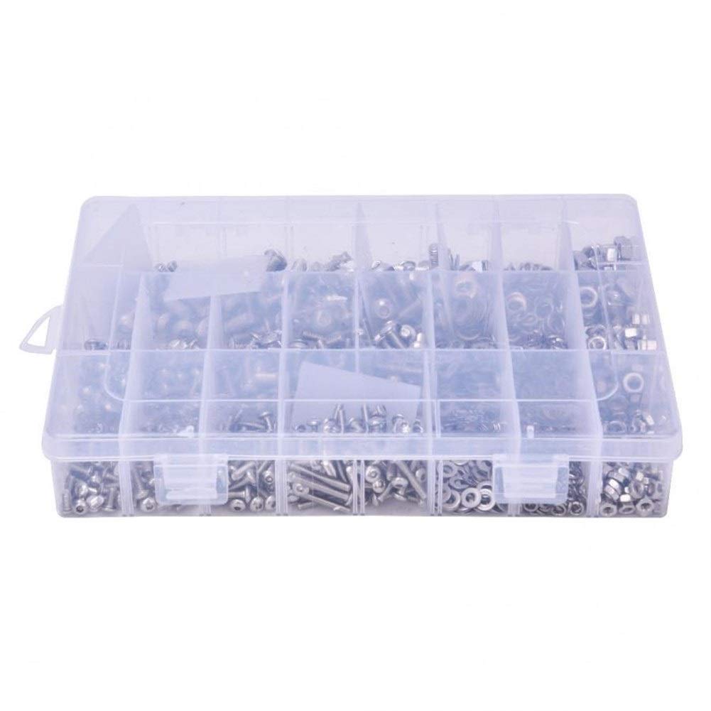 Cap Set 1105pcs M3 / M4 / M5 de Cabeza troncocónica Hueca Hexagonal Tornillo, Tuerca Tornillo de Cabeza Hexagonal Plana Arandela Dividida Surtido Kit Caja de almacenaje
