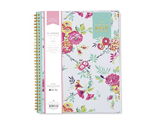 Blue Sky Day Designer for 2018 Weekly & Monthly Planner, Twin-Wire Binding, 8.5' x 11', Peyton White