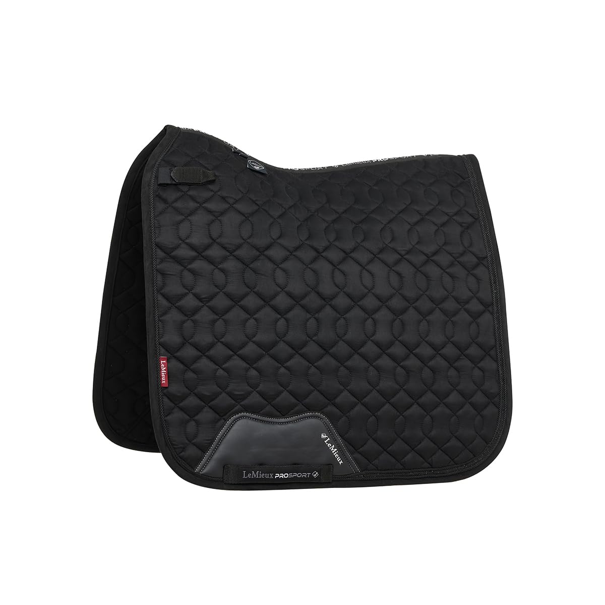 LeMieux Crystal Suede Dressage Square - Sparkle & Braided Detail Trims - Equestrian Saddle Pad - Black - Large
