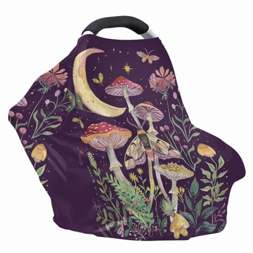 Image of Youngerbaby Mushroom Nursing Cover Breastfeeding Soft Infant Carseat Canopy Stretchy Breathable Cover for Stroller High Chair Shopping Cart Canopies