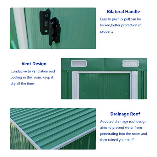 image for HOMFY 4X6FT Outdoor Storage Shed Horizontal Lockable Organizer for Gar