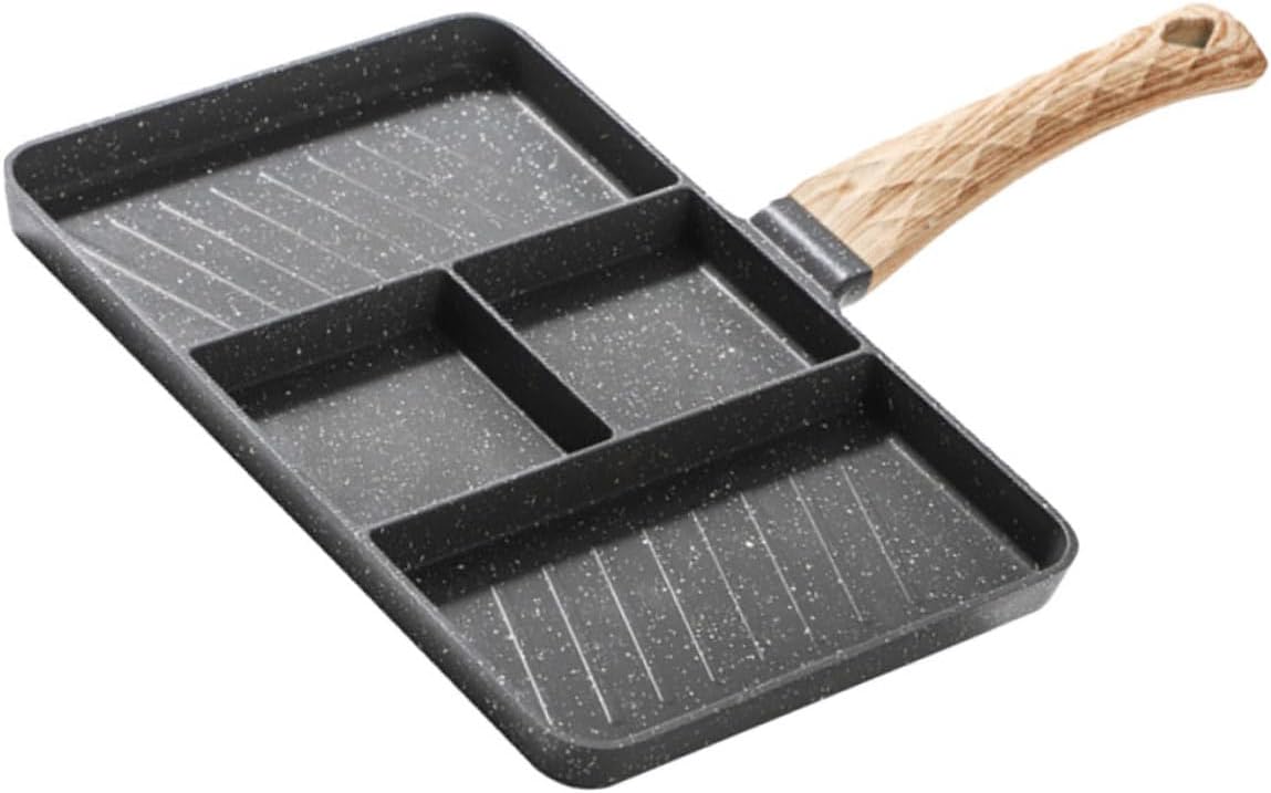 Ergonomic Non Stick Breakfast Egg Pan Multi Function Divided Frying Pan for Aluminum Design for Home Restaurant Use Black Color