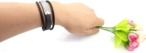 Miniatura 3 de Regalos inspiradores para mujeres con texto en inglés "You are Loved You are Valued You are Beautiful", pulsera inspiradora de cuero apilable,